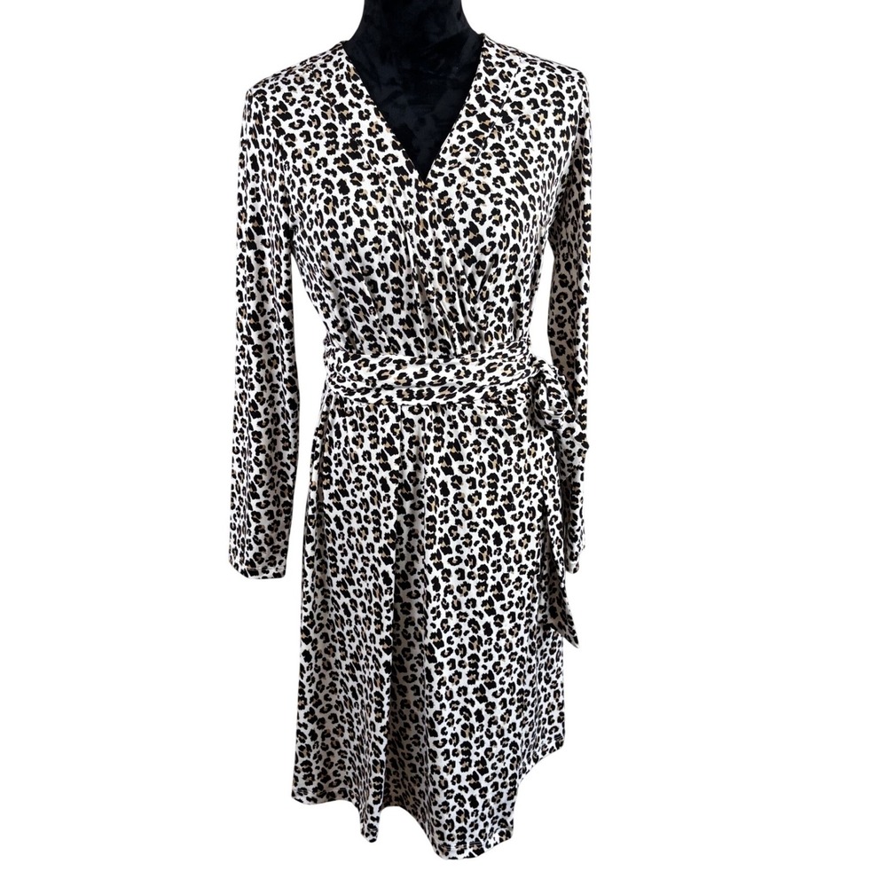 Banana Republic Factory Leopard Print Wrap Dress Petite Medium NWT